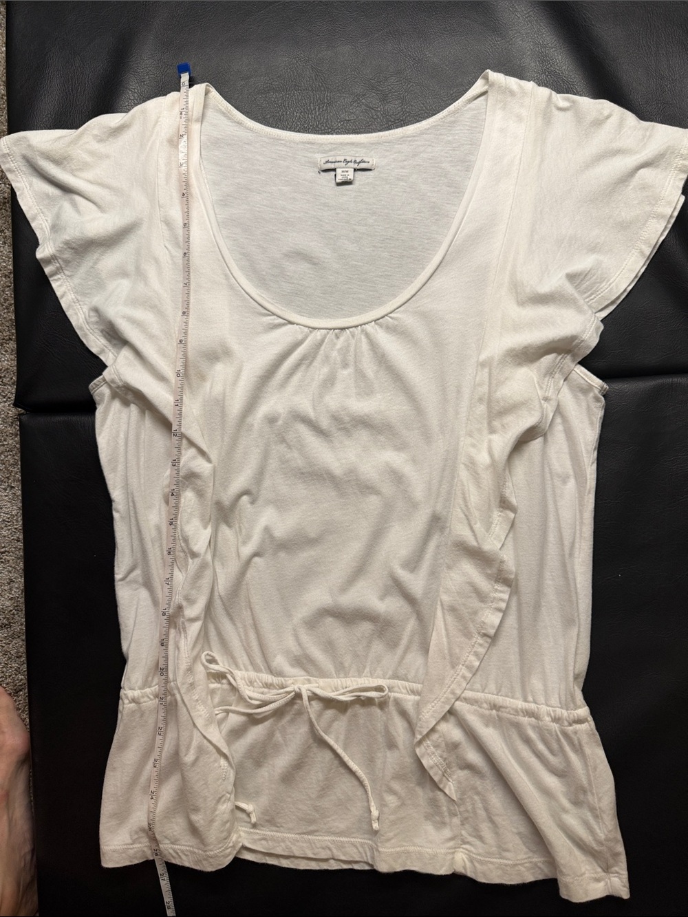 American Eagle Outfitters White Scoop Neck Drawstring Tunic